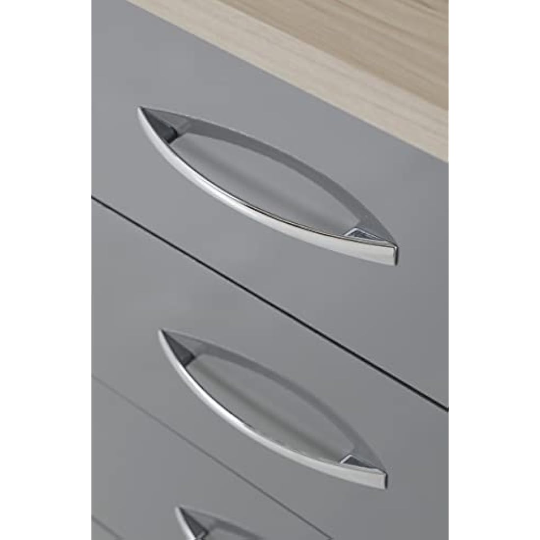 Seconique Nevada Dressing Table Set in Grey Gloss/Light Oak Effect Veneer