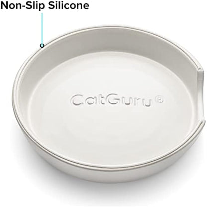 CatGuru Cat Bowls, Whisker Stress Free Cat Food Bowl, Reliefs Whisker Fatigue, Wide Cat Bowl, Non Slip Cat Food Bowls, Shallow Cat Dish, Cat Feeding & Watering Supplies (Set of 2, Ceramic, White)