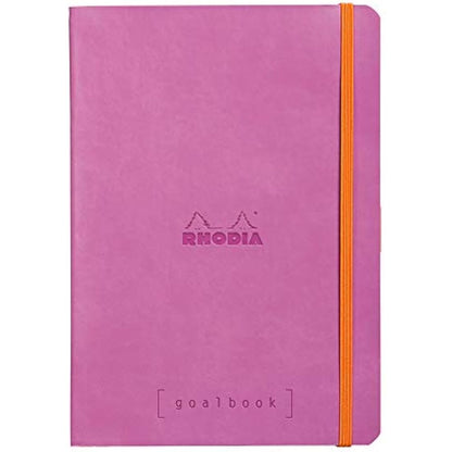 RHODIA 117751C - Soft Notebook Bullet Journal Goalbook Lilac - A5 - Dotted Dot - 240 pages - 90g Ivory Clairefontaine Paper - 2 Ribbons, Elastic Closure - Faux Leather Cover