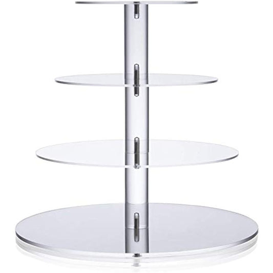 Cupcake Stand, ULIFEME 4 Tier Cake Stands, Round Acrylic Display Stands Cupcake Tower for Wedding, Birthday & Party, 6'' / 8'' / 10'' / 12'' Diameter Round Stand, 4 Inch Height, 4mm Thickness Acrylic