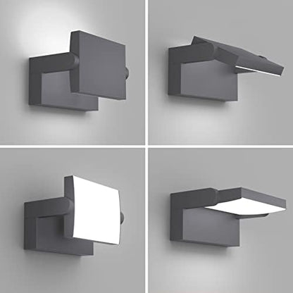 Klighten 24W LED Wall Light Outdoor Indoor Waterproof IP65, Adjustable Aluminum Wall Lamp, Modern Outside Light Mains Powered for Entrance Garden Terrace, 1500LM, Anthracite, Cold White 6000K