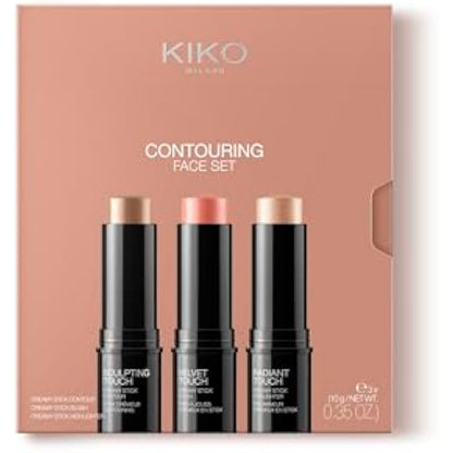 KIKO Milano Contouring Face Set 01 | Make-Up Kit With 3 Sticks for Blush, Highlight & Face Contour | Makeup Essentials for Sculpting & Defining | Creamy, Blendable Formula for a Flawless Make Up Look