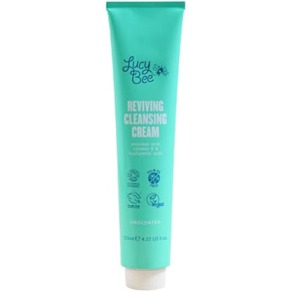 Lucy Bee Facial Cleanser, Certified Organic Soothing Makeup Remover & Cream Cleanser, Suitable For Sensitive Skin & Redness-Prone, Anti-Ageing, Vegan Cruelty Free & Palm Oil Free, 125ml