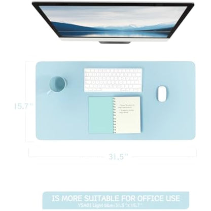 Non-Slip Desk Pad, Waterproof PVC Leather Desk Table Protector, Ultra Thin Large Mouse Pad, Easy Clean Laptop Desk Writing Mat for Office Work/Decor/Home (Light Blue, 80 x 40 cm)