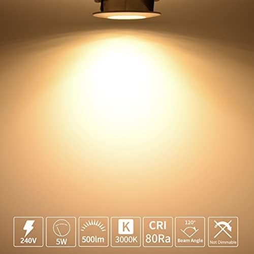 Allesgute 6X 5W LED Downlights for Ceiling Round IP44 Bathroom Down Light Ultra Slim Brushed Chrome LED Spotlights Warm White 240V, Cutout Ø60-68mm