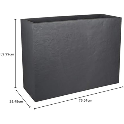 EDA - Wall Loft L Volcania 46 L - Imitation Stone Decor - Double Wall - Water Retention Area - 78.5 x 29.5 x 60 cm - Charcoal Grey