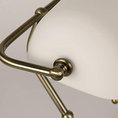 Newrays White Matted Glass Bankers Desk Lamp with Pull Chain Switch Plug in Fixture