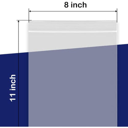 100 Grip Seal Bags 8" x 11" | Reusable Strong Zip Lock | Clear Resealable Plastic Bags | Polythene Packaging for Food Storage, Jewellery - by Sabco (8" x 11")