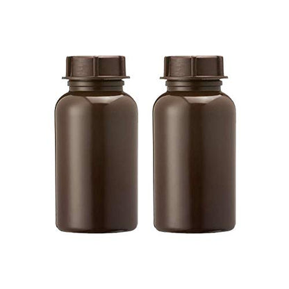 3Wthings Pack of 2 wide neck bottles made of LDPE with screw cap, 250 ml, colour: brown (lightproof)
