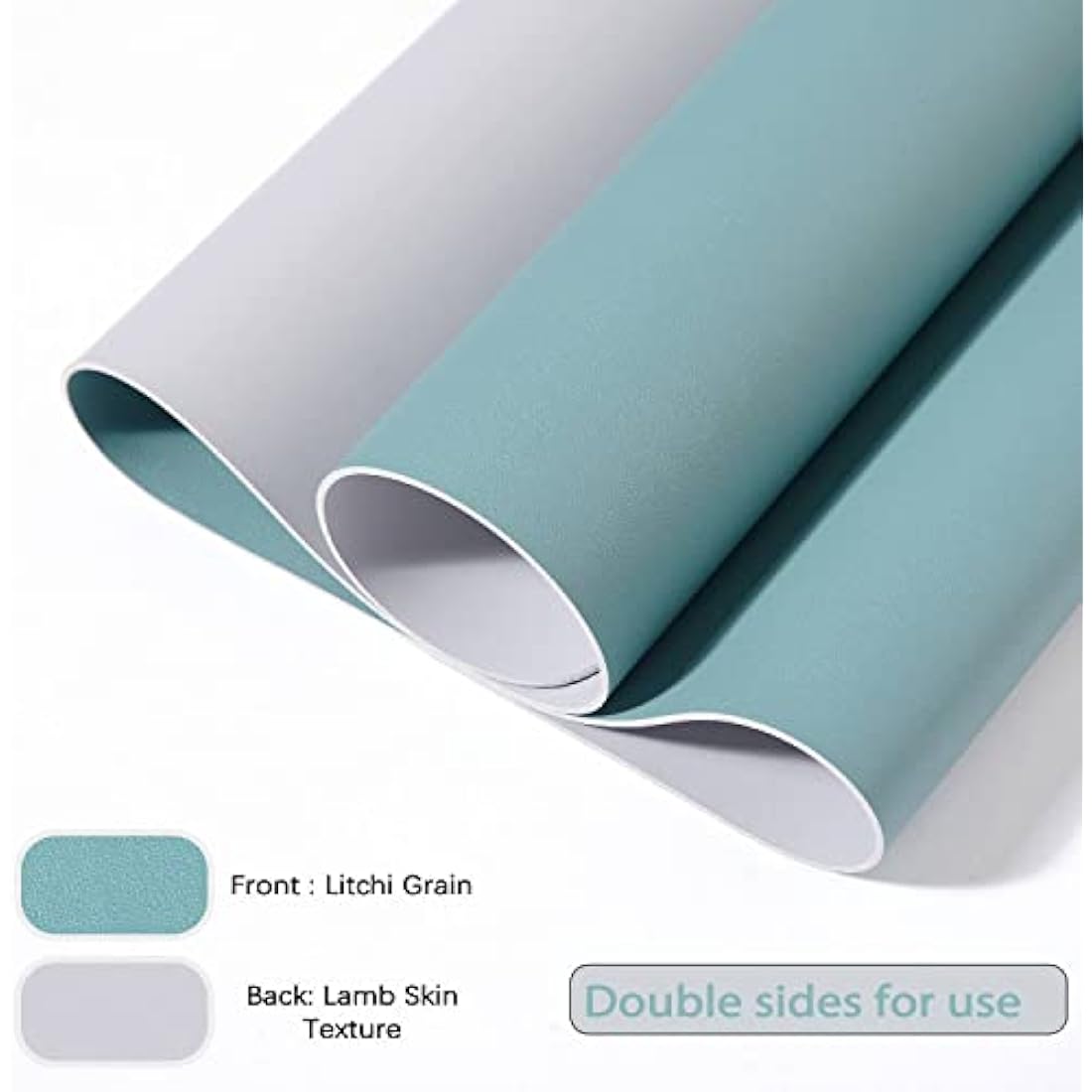 Desk Pad Large, Desk Mat, Extended Mouse Mat, Mouse Pad L, Desk Blotter, DOBAOJIA Laptop Pad Writing Pad for Office/Home, Dual-Side Use PU Leather Waterproof 35.4" X 16.9"(Greyish Green/Grey)