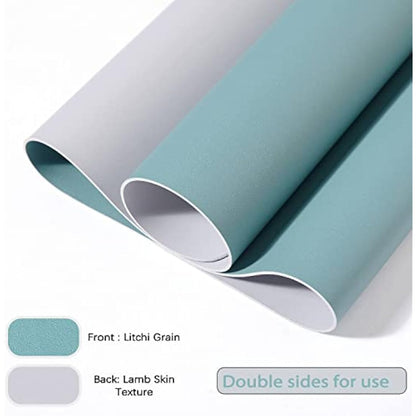 Desk Pad Large, Desk Mat, Extended Mouse Mat, Mouse Pad L, Desk Blotter, DOBAOJIA Laptop Pad Writing Pad for Office/Home, Dual-Side Use PU Leather Waterproof 23.6" X 13.8"(Greyish Green/Grey)