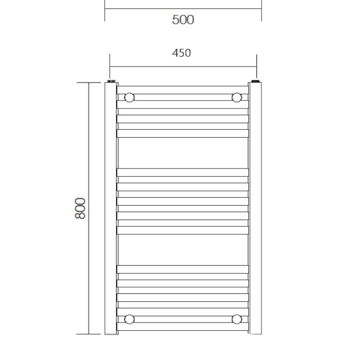 Milano Chrome Curved Heated Towel Rail W500mm x H800mm Central Heating Towel Radiator