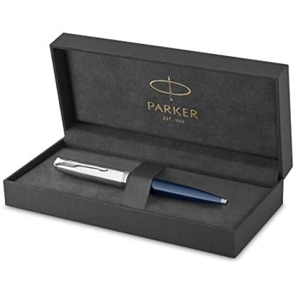 Parker 51 Ballpoint Pen | Midnight Blue Barrel with Chrome Trim | Medium Point with Black Ink Refill | Gift Box