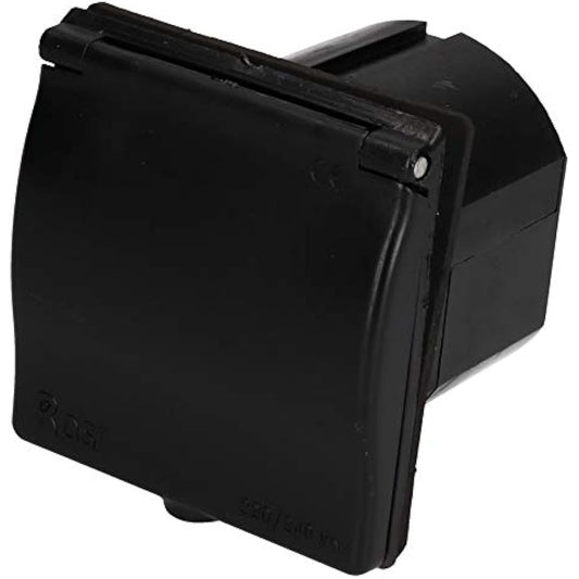 AB Tools 230v Mains 16A Flush Inlet Socket Black Caravan Motorhome Trailer Hook Up