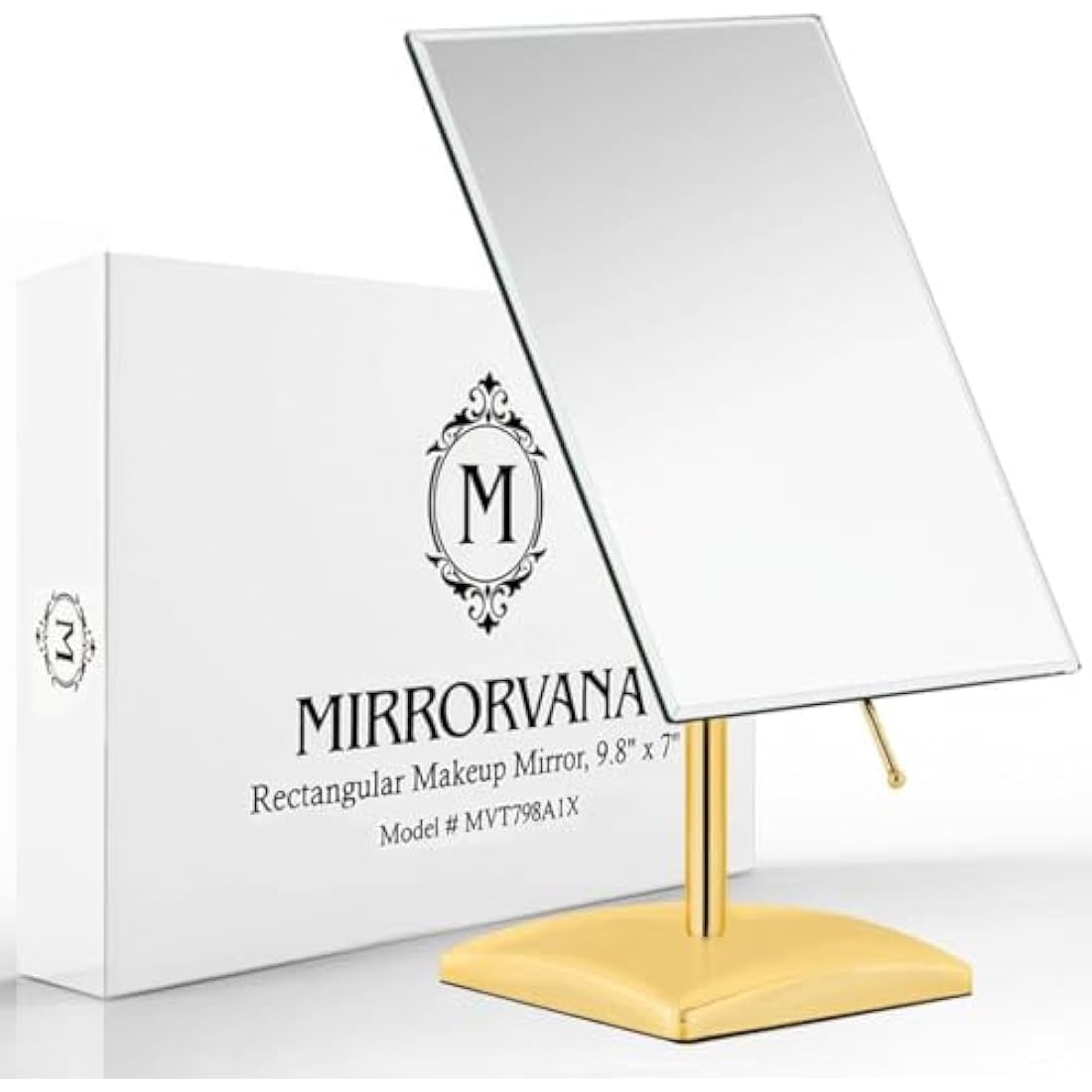 Gold Large Free Standing Mirror for Bathroom Countertop, Dressing Table and Vanity Set - Classic Face Mirror For Makeup and Shaving - 25 x 18cm (Gold)