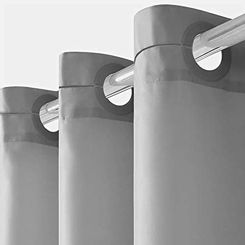 Furlinic Grey Shower Curtain Mould Proof Resistantand Waterproof Washable Extra Long Polyester Bath Curtains with Weight Tape for Wetroom 47x84 Inch.