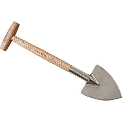 Kent & Stowe Stainless Steel Perennial Spade, Pointed Head Garden Spade for Easy Slicing Through Roots, All Year Round Garden Tools Made from Stainless Steel and Ash Wood