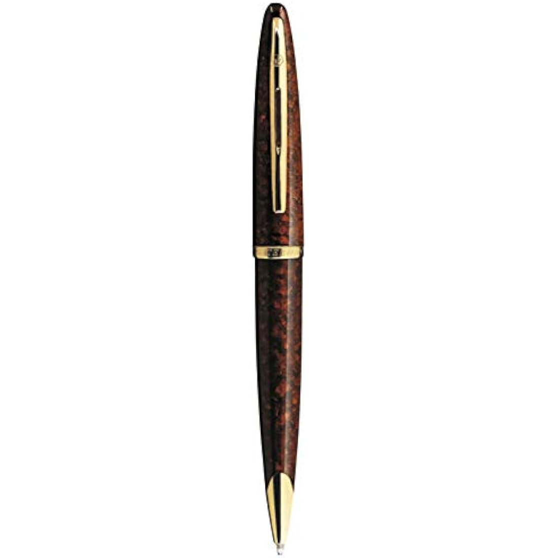 Waterman Carène Marine Amber Ballpoint Pen | Gloss Brown & Black with 23k Gold Clip | Medium Point with Blue Ink Cartridge | Gift Box