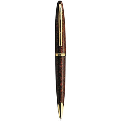 Waterman Carène Marine Amber Ballpoint Pen | Gloss Brown & Black with 23k Gold Clip | Medium Point with Blue Ink Cartridge | Gift Box