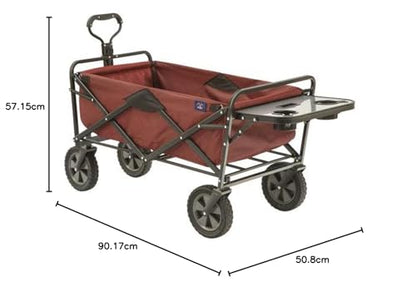 MacSports Mac Sports-Folding Wagon With Table, Maroon, Steel