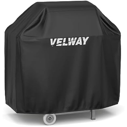 Velway Barbecue Cover Waterproof Grill Cover - Heavy Duty 210D Oxford Fabric Outdoor BBQ Cover UV protection Dust-Proof Windproof Weatherproof Durable with Storage Bag Black 117x66x117cm