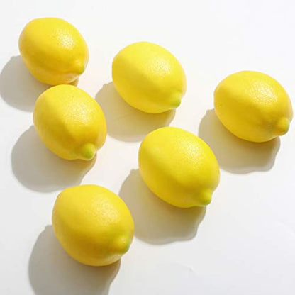 Veryhome 6pcs Artificial Lemon Fake Fruit Plastic Food For Home House Kitchen Party Decoration Festival Display Lifelike (Yellow Lemon, 6pcs)
