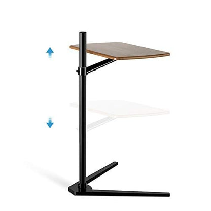 Thingy Club Overbed Table Stand, Height Adjustable Tray Side Table for Bed or Sofa Laptop Desk (Black- Hickory Board)