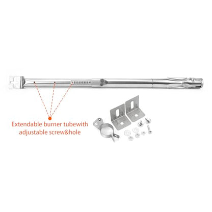 onlyfire 4pcs Universal Stainless Steel Gas Grill Burner Tube Replacement, Extendable from 36 cm to 50cm, Diameter 12 mm