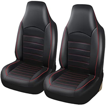 TOYOUN Classic Universal PU Leather Car Front Seat Covers High Back Bucket Seat Cover - Fit Most Cars, Trucks, SUVS, or Vans 2 PCS Red Auto Seat Covers Set Car Seat Protector for All Seasons
