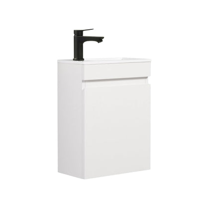 Kometmöbel 400mm Wall Hung Cloakroom Vanity Unit with Basin - Compact Slimline Bathroom Storage Cabinet Pre-Assembled (White 40cm, Excl. Waste & Tap)