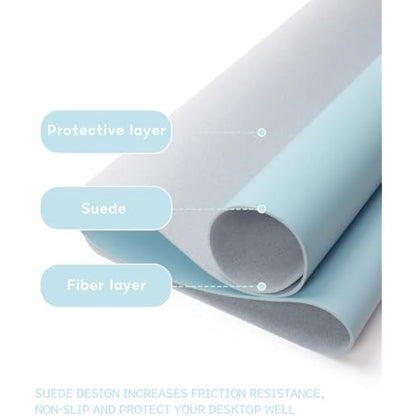Non-Slip Desk Pad, Waterproof PVC Leather Desk Table Protector, Ultra Thin Large Mouse Pad, Easy Clean Laptop Desk Writing Mat for Office Work/Decor/Home (Light Blue, 80 x 40 cm)