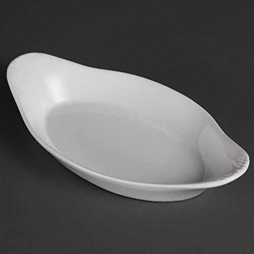 Olympia Whiteware Oval Eared Dishes 229X 127mm Porcelain Serving Plates 6pc