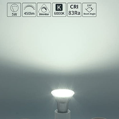 Allesgute 6X 5W GU10 Downlights for Ceiling Dimmable, 30 Tilt Swivel LED Recessed Ceiling Lights Round Brushed Chrome Spotlights 240V Cool White,