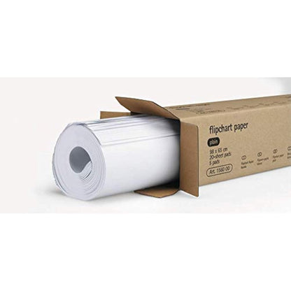 Legamaster Flipchart Paper Pads - Plain - 20 Sheets Per Pad - 5 Pack - 98 x 65 cm