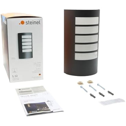 Steinel Outdoor Wall Light L 12 anthracite, outdoor lamp without motion sensor, robust aluminium trim, E27, max. 60 W, wall lamp