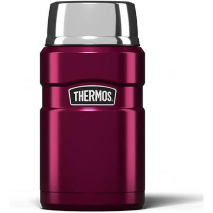 Thermos Stainless King Food Flask, 710ml Capacity - Sleek Multi- Purpose Flask for Daily Food Prep - Durable Stainless Steel with Raspberry Finish - Ideal for On-The-Go Meals & Drinks