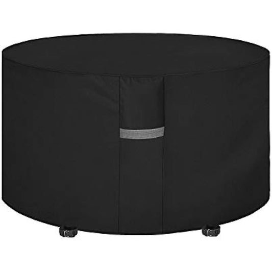 Dokon Garden Furniture Covers Waterproof Heavy Duty 600D Oxford Fabric Garden Table Cover with Air Vent Windproof Anti-UV Outdoor Table and Chairs Covers, Patio Set Cover Round (Ø128x71cm) - Black