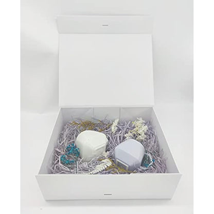 White Gift Box, 33x26x11cm Large Gift Box with Magnetic Lids and Silk Ribbon Specially Designed for Presents Birthdays, Holidays, Anniversaries Gift Packaging