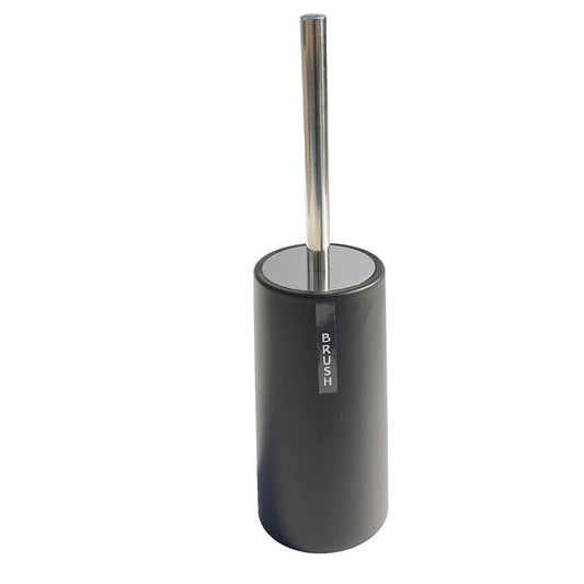 Toilet brush and bracket, floor-standing,long handle,stainless steel anti-rust, durable toilet brush (Black)