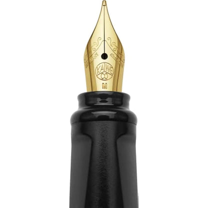 Moleskine x Kaweco Fountain Pen in ABS plastic with Gold-Plated Size M Nib and Refillable Ballpen for Writers, Note-Takers, Refill 1.0mm with Blue Ink and 6 Blue Ink Cartridges included, Color Black