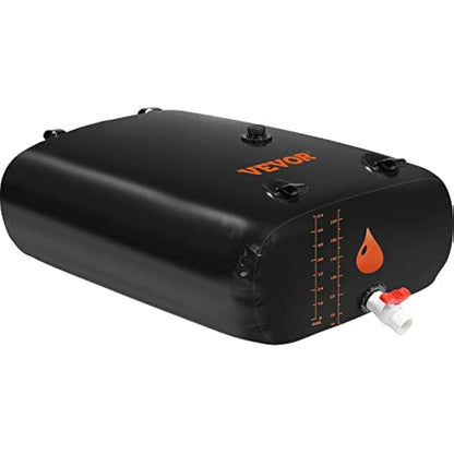 VEVOR Water Tank Bladder, 143 Gallon Large Capacity, PVC Collapsible Water Bladder Including Spigots and Overflow Kit, Portable Water Storage Bladder for Garden Water Catcher, Black