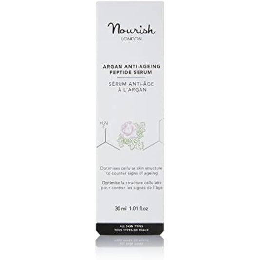 Nourish Argan & Kale Anti-Ageing Peptide Serum 30 ml | Anti-Ageing Face Serum | Contains Peptides & Hyaluronic Acid | Collagen Boosting | 100% Vegan | Cruelty-Free