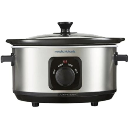 Morphy Richards 3.5L Stainless Steel Slow Cooker, 3 Heat Settings, One Pot Solution, Dishwasher Safe Ceramic Pot, 460017