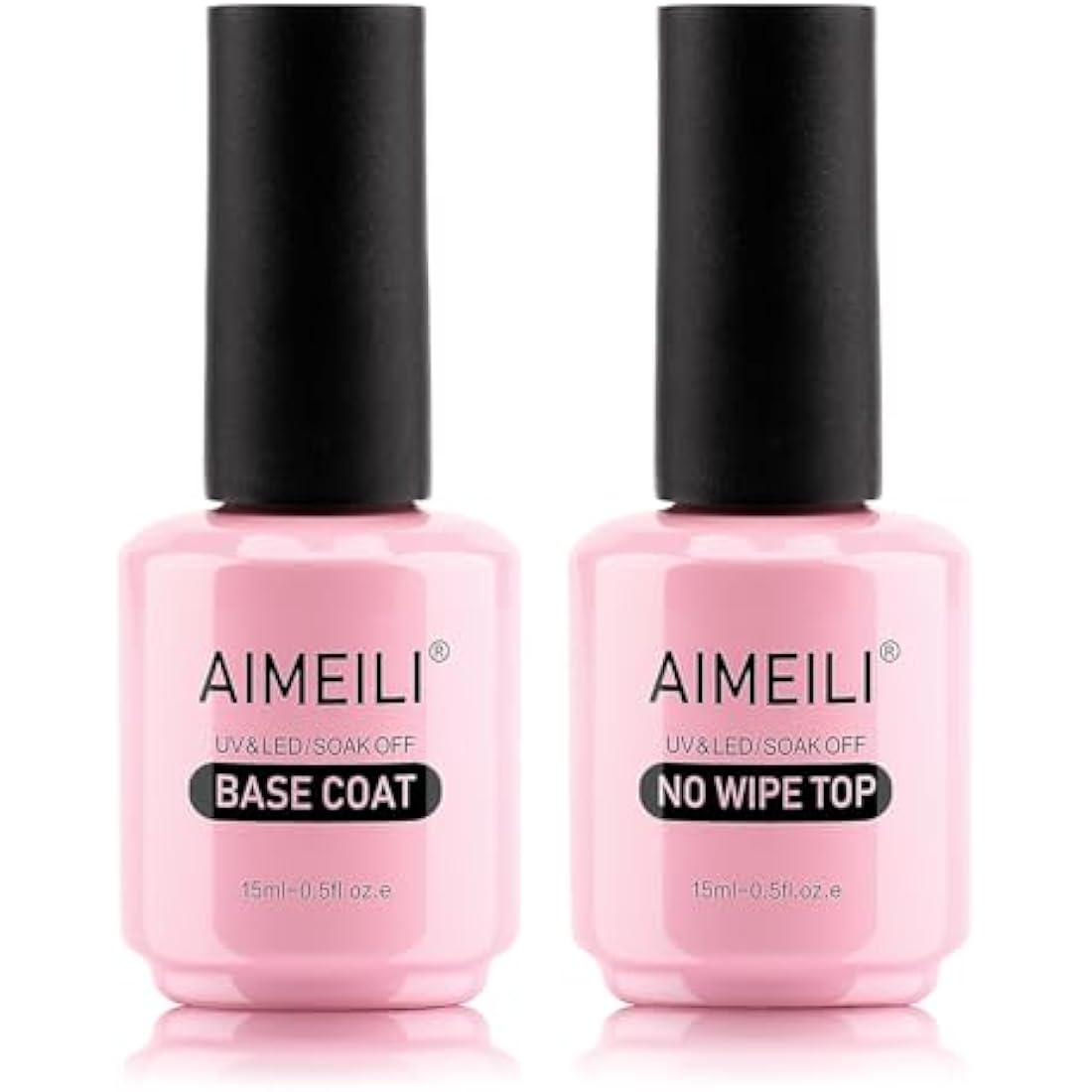 AIMEILI Base and Top Coat Gel Nail Polish Set, Shine Finish and Long Lasting, UV LED Soak Off Gel Nail Lacquer Gel Nail Polish Varnish - 2 x 15ml