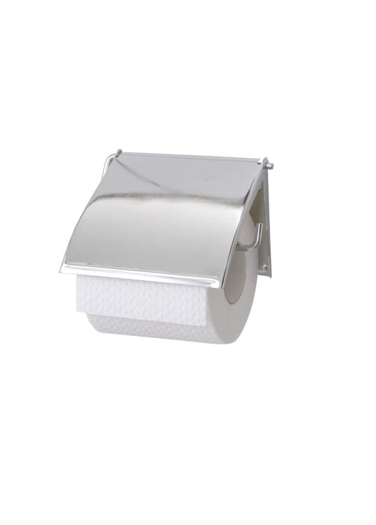 Wenko 18265100 Toilet roll holder Cover closed design, Metal Steel, 13.5 x 12 x 2.5 cm, Chrome