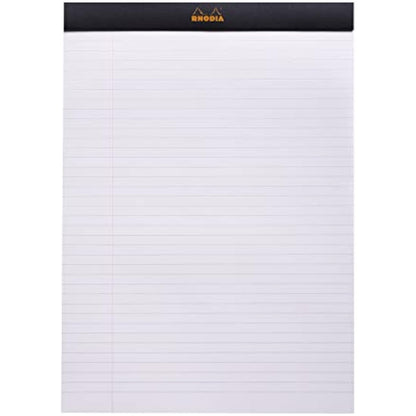 RHODIA 186009C - Stapled Notepad N°18 Black - A4 - Lined - 80 Detachable Sheets - White Clairefontaine Paper 80 g/m² - Coated Card Cover - Pack of 5 pads