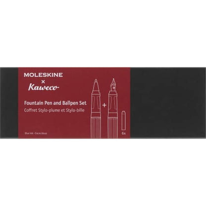 Moleskine x Kaweco Fountain Pen in ABS plastic with Gold-Plated Size M Nib and Refillable Ballpen for Writers, Note-Takers, Refill 1.0mm with Blue Ink and 6 Blue Ink Cartridges included, Color Red