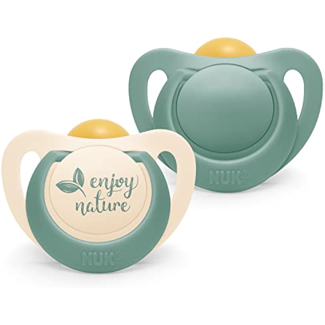 NUK for Nature Baby Dummy | 18-36 Months | Sustainable Rubber Soothers | Over 98% Natural Raw Materials | Eucalyptus Green | 2 Count