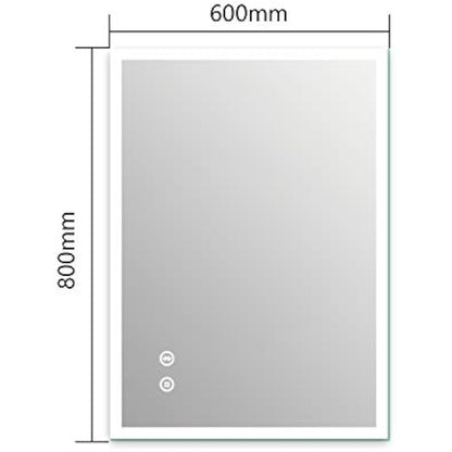 EMKE 800 X 600 mm Bathroom Mirror with Lights and Shaver Socket, Backlit LED Bathroom Mirror Wall Mounted, Demister Pad/Safety Socket/Touch Switch, Smart Mirrors, Vertical/Horizontal, IP44