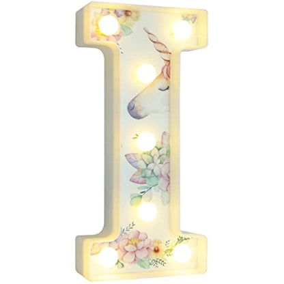 Vimlits Unicorn Light Up Letters, LED Letter Lights Warm White Alphabet Signs for Girls Birthday Party Decorations, Bedroom Night Light, Christmas & Valentine Wall & Table Decor - I